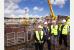 New sluice gates were put  into position at Hayle Harbour. From left Cornwall council leader John  Pollard, Hayle mayor Graham Coad, councillor John Coombe and B&amp;K  project manager Simon Humphrey